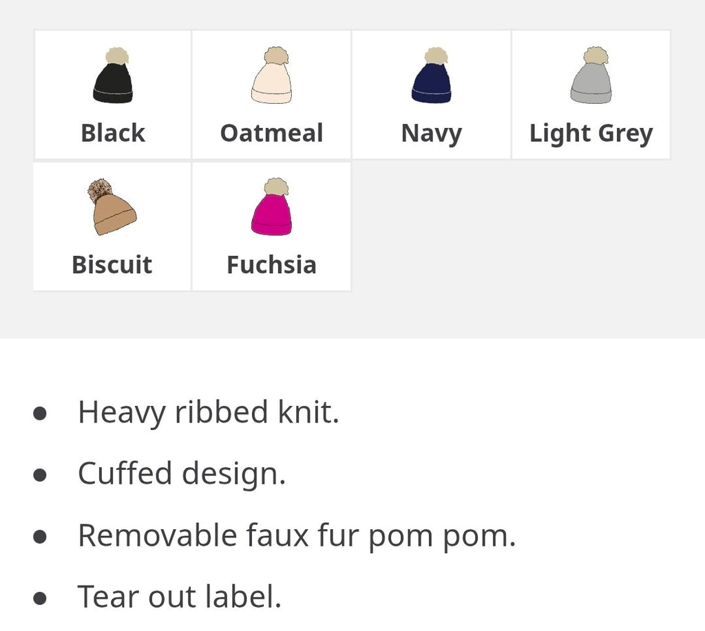 Personalised Chunky Knit Faux Fur Bobble Hat